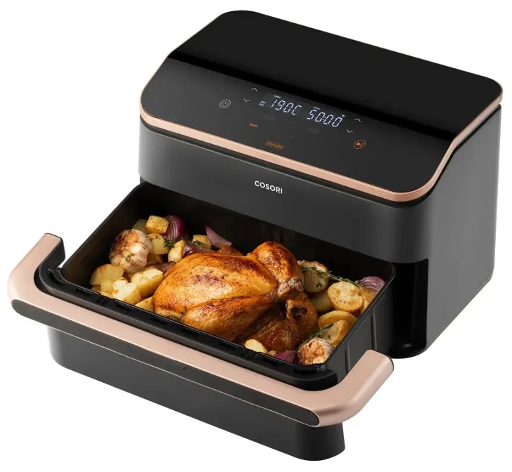 Двоен фритюрник с горещ въздух Cosori Dual Blaze TwinFry CAF-TF101S, 10 л, 6 програми, 35-240 C, Таймер, ThermoIQ, Синхронизирано готвене и приключване, Черен