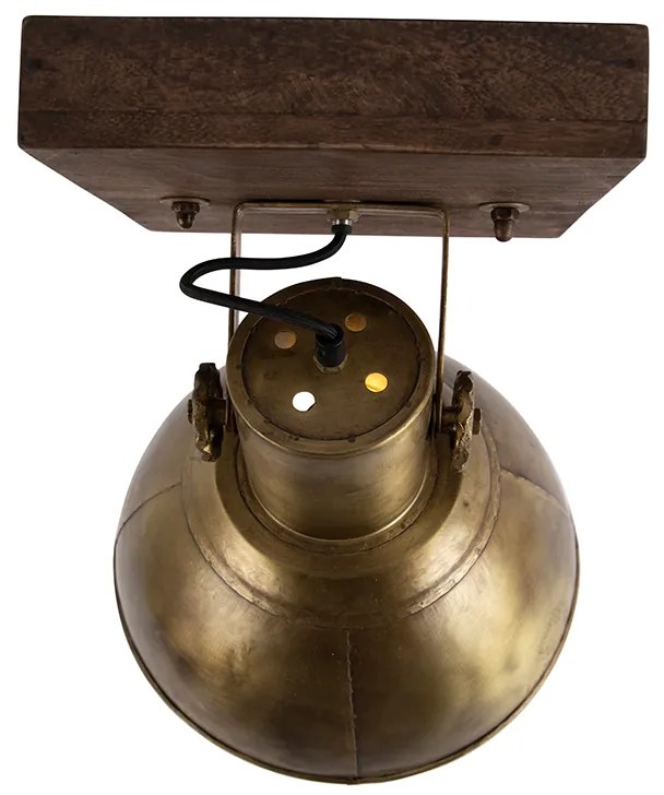 Индустриален таванен прожектор бронз с дърво 30 см - Mangoes