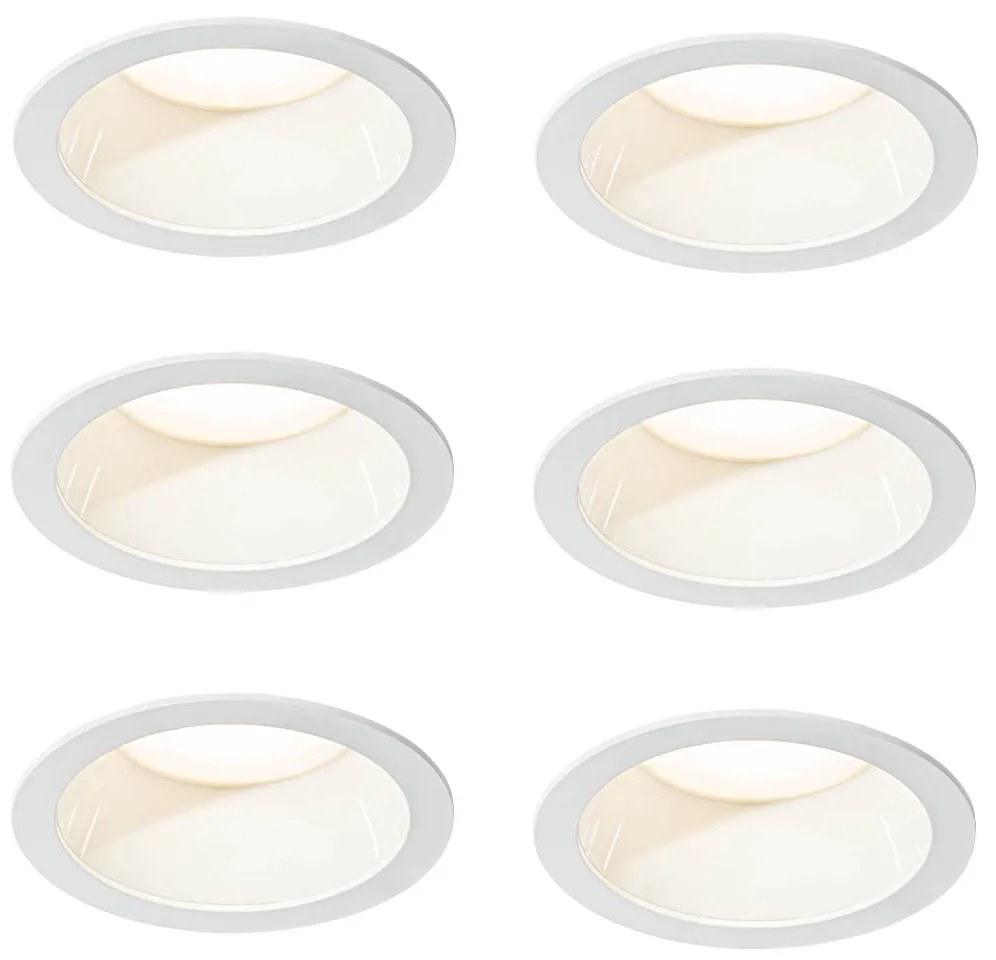 Set van 6i nbouwspots wit incl. LED 3000K-5000K - Elias