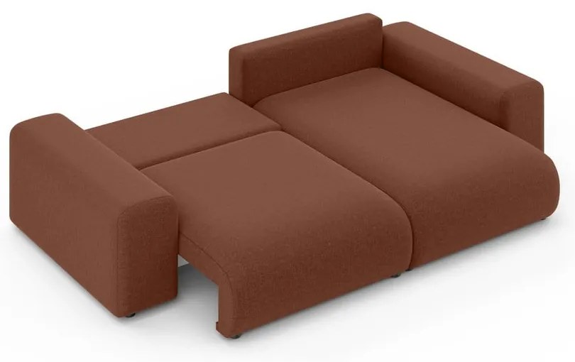 Разтегателен ъглов диван с място за съхранение в тухлен цвят (променлив) Luma – Ropez