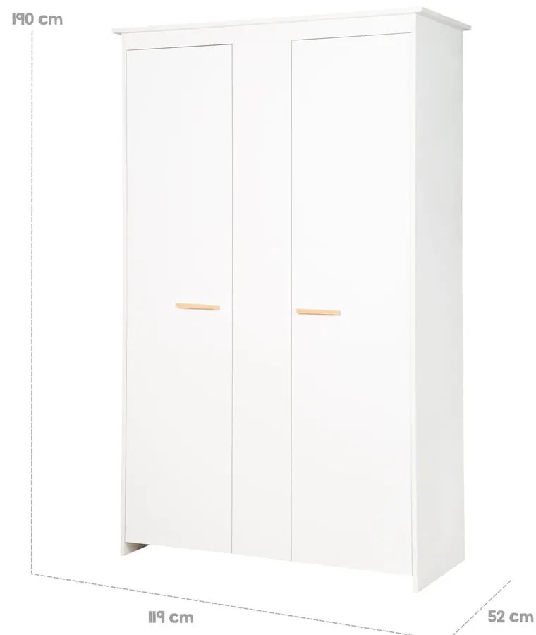 Бял детски гардероб 119x190x52 cm Anton – Roba