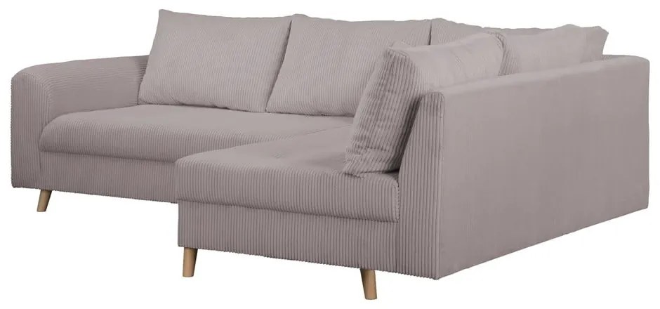 Ъглов диван от сив велур (десен ъгъл) Ariella - Ropez