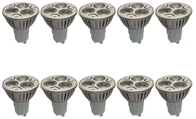 10 броя LED лунички 3х2W, цокъл GU10, 220V, клас A