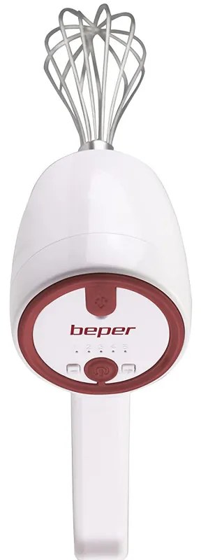 Безжичен ръчен миксер Beper P102SBA007, 20W, 2 бъркалки, USB зареждане, 5 скорости, Бял