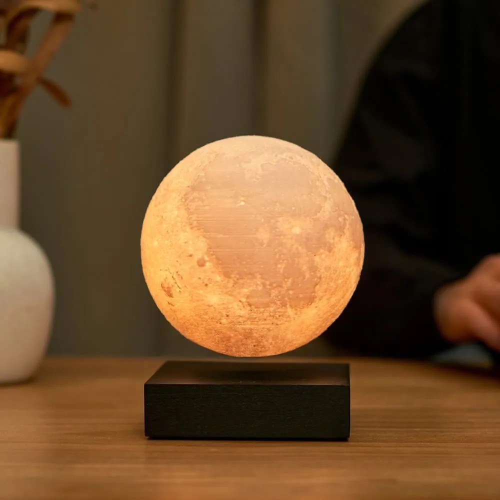 Черна LED настолна лампа (височина 14 cm) Moon – Gingko