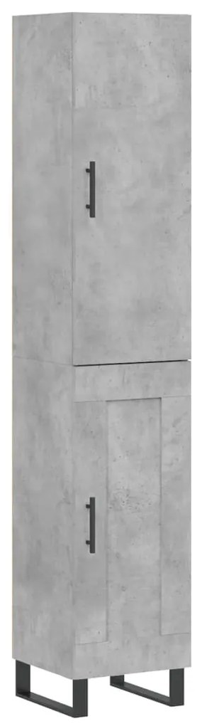 3199133 vidaXL Висок шкаф, бетонно сив, 34,5x34x180 см, инженерно дърво