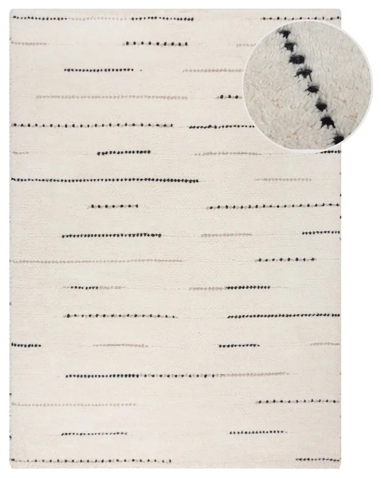 Кремав ръчно изработен вълнен килим 120x170 cm Dottie Linear – Flair Rugs