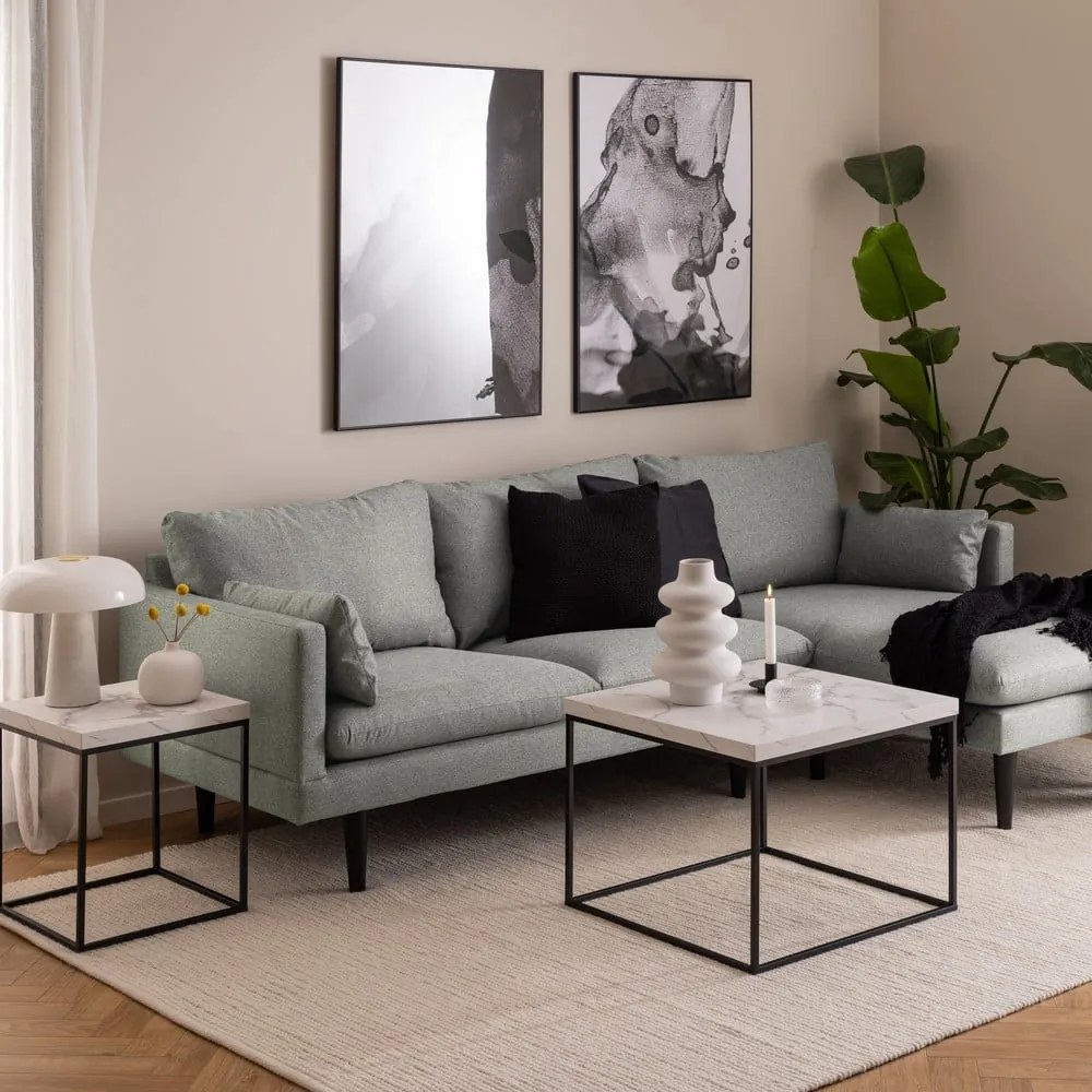 Бяла масичка за кафе с плот от имитация на мрамор 60x60 cm Barossa – Actona