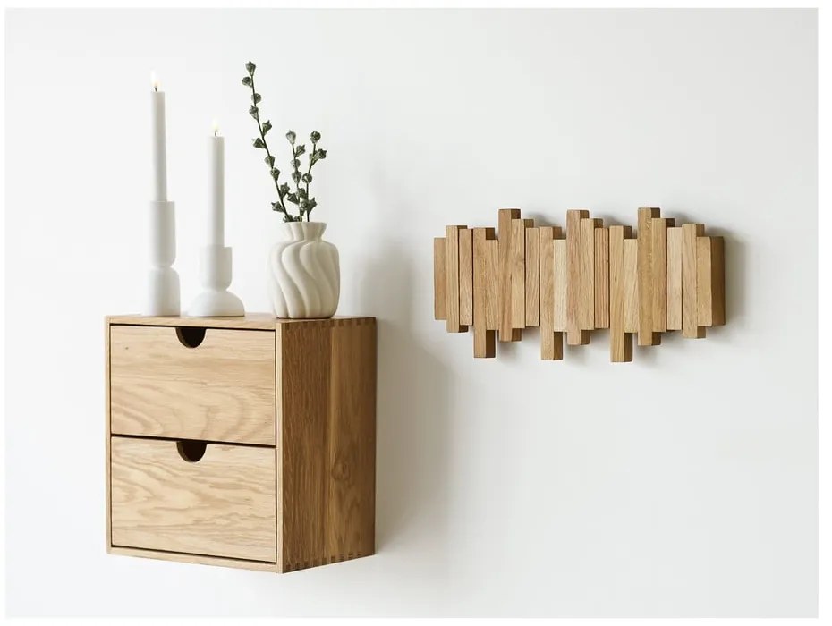 Стенна закачалка от масивен дъб в естествен цвят 3 cm Caltra – House Nordic