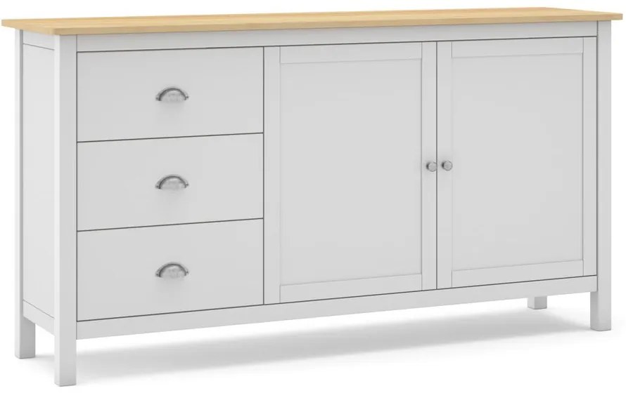 Нисък скрин от бял/естествен бор 150x80,5 cm Misti - Marckeric