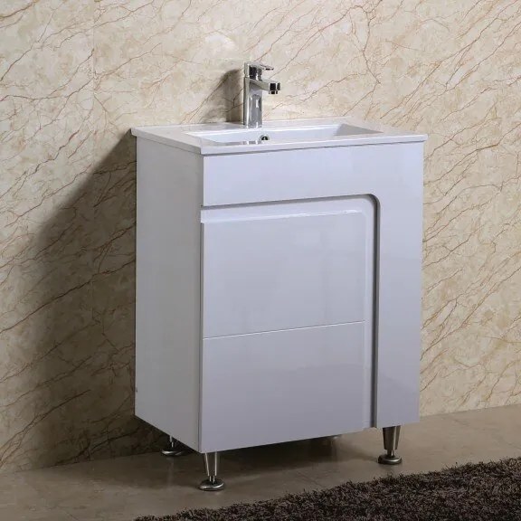 Долен шкаф за баня ICP 6085, PVC, бял, с умивалник, 62x40x85см