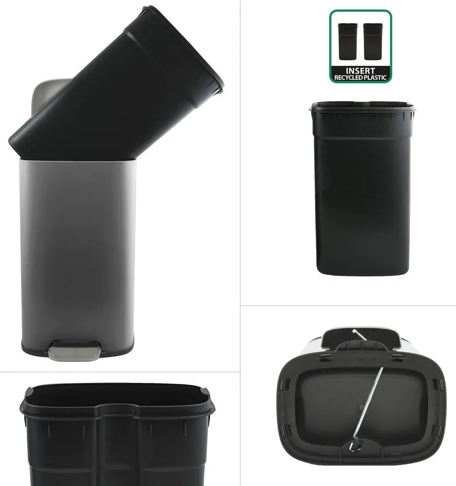 Тъмносиво стоманено кошче за боклук с педал 50 l Akira – Spirella