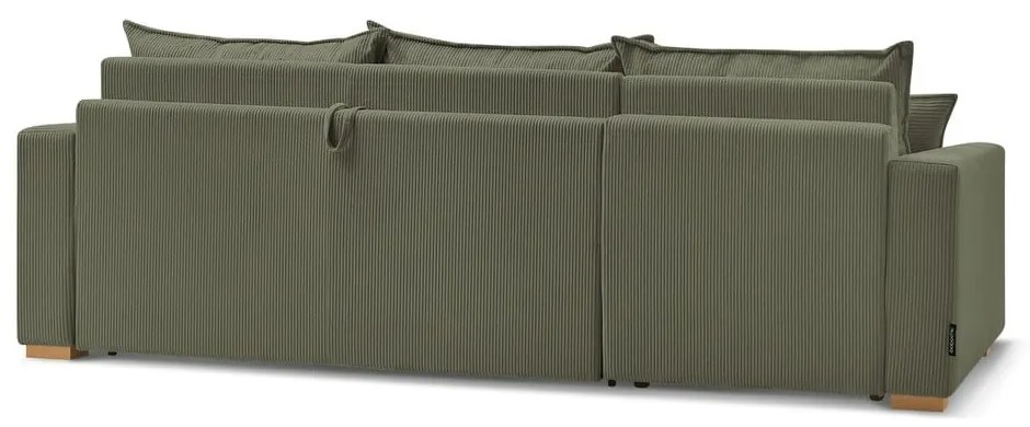 Зелен разтегателен ъглов диван от рипсено кадифе (променлив) Augustin – Bobochic Paris