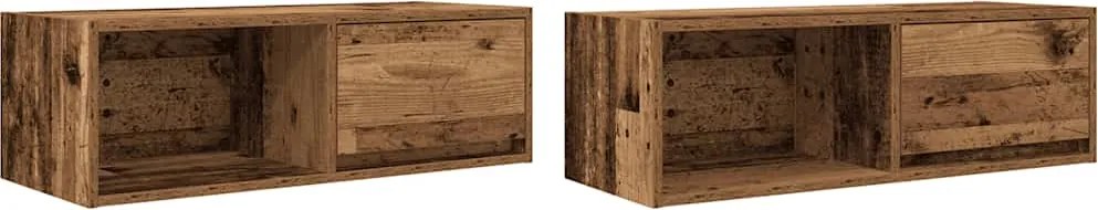 861469 vidaXL ТВ шкафове 2 бр Старо дърво 80x31x25,5 см инженерно дърво