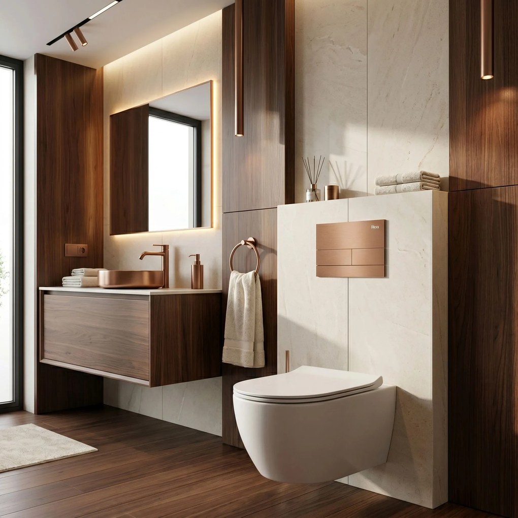 Комплект Структура за Вграждане за WC Slim 024N с Бутон T Brush Copper
