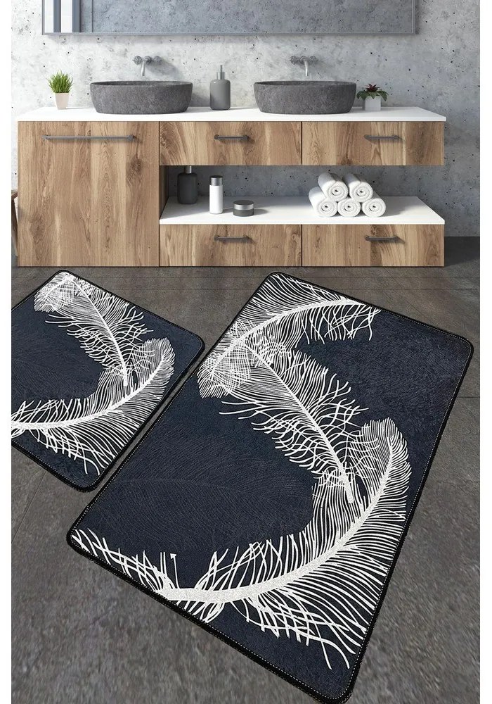 Антрацитни килими за баня в комплект от 2 бр. 60x100 cm Alisan – Foutastic