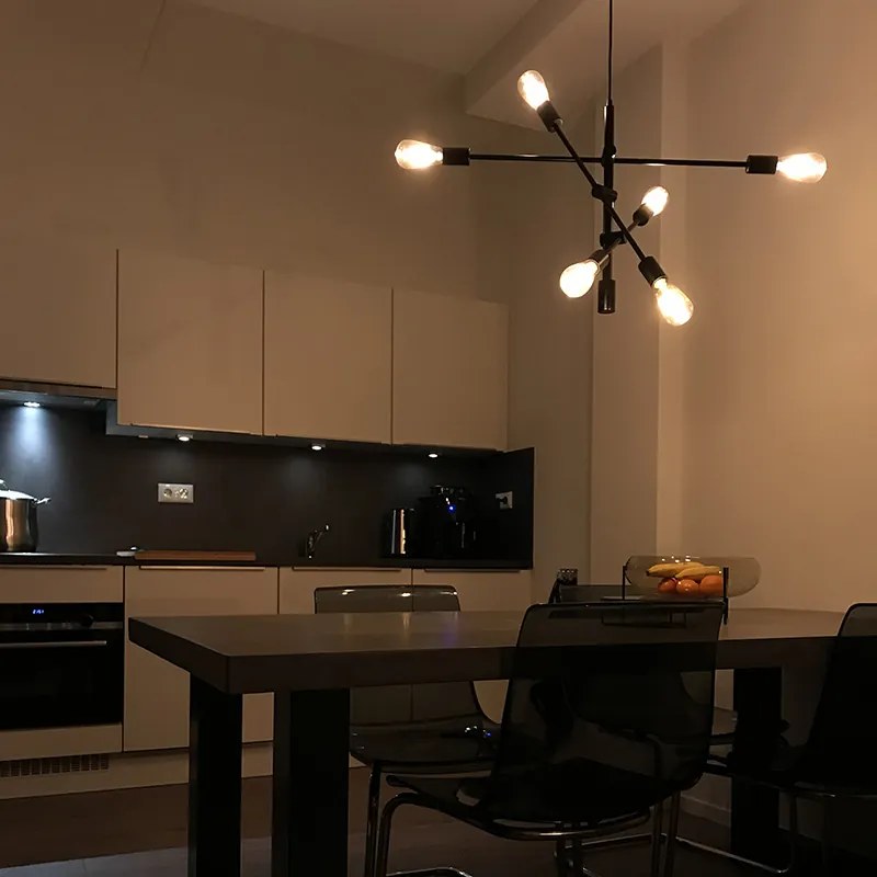 Индустриално висящо осветително тяло черно 6-лампово - Sydney