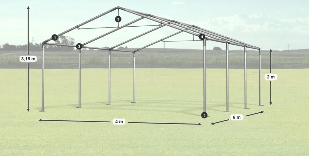 Парти шатрата 4x6x2m Comfort PE 240g Лято