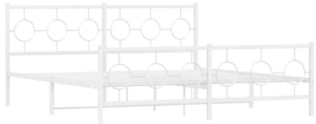 376297 vidaXL Метална рамка за легло с горна и долна табла, бяла, 180x200 см