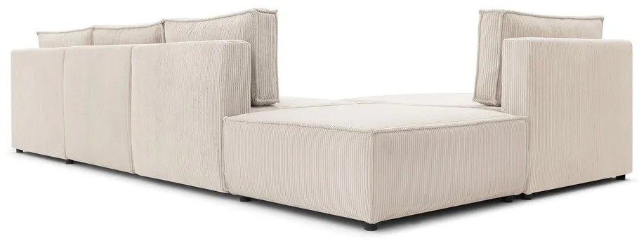 Кремав променлив велурен ъглов диван Nihad modular - Bobochic Paris