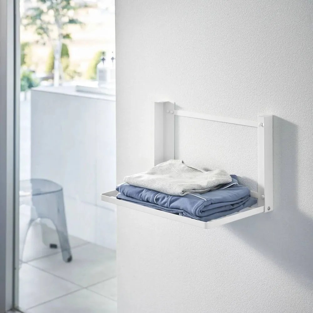 Стенен стоманен рафт за баня в матово бял цвят Tower – YAMAZAKI