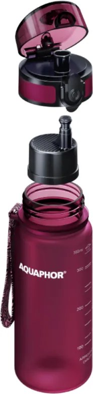 Филтрираща бутилка за вода Aquaphor City 160028, 350 мл, Тритан, Активен въглен, Aqualen, Заключващ се капак, Вишнев