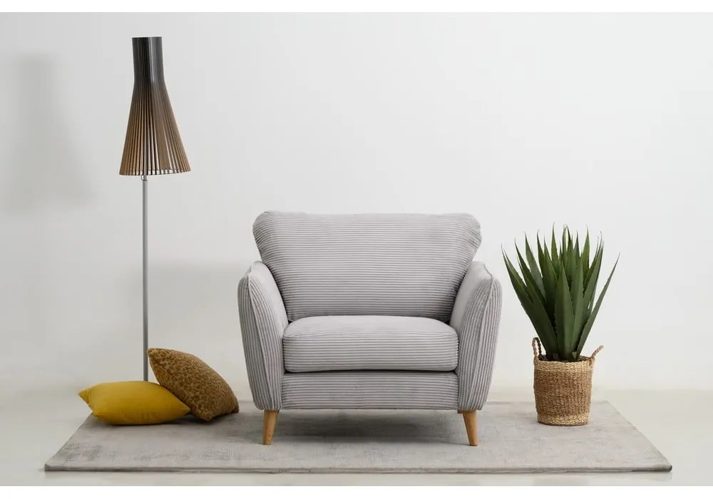 Светлосиво кресло от рипсено кадифе Paris – Scandic