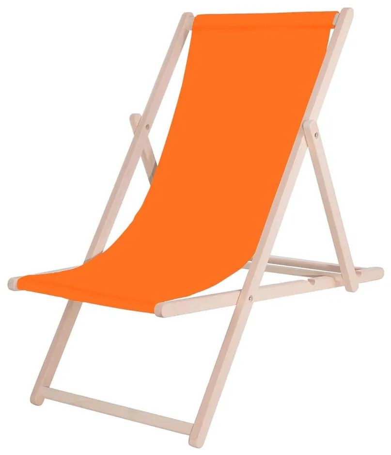 Градински шезлонг оранжев/бук