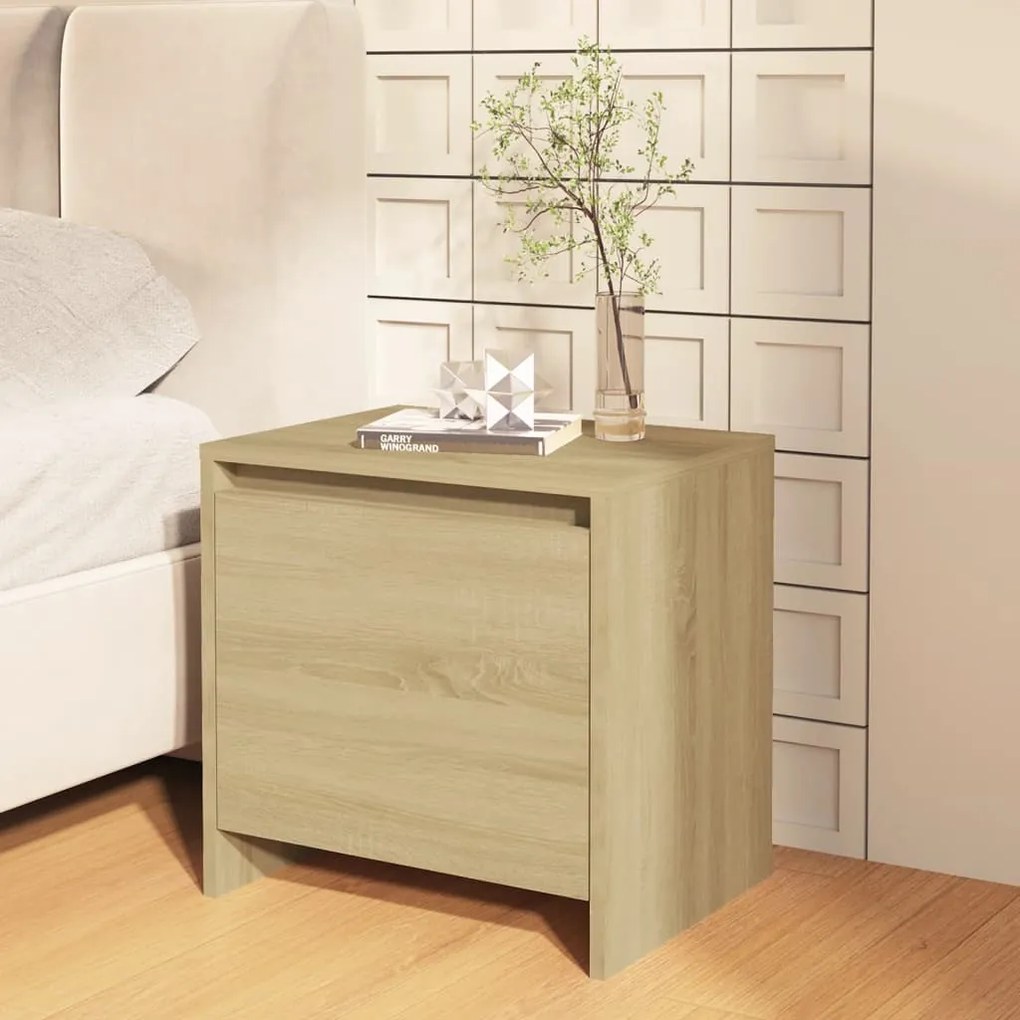 809869 vidaXL Нощно шкафче, дъб сонома, 45x34x44,5 см, ПДЧ