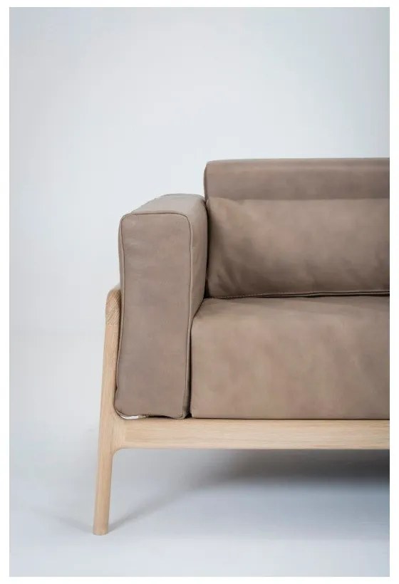 Светлокафяв диван от биволска кожа с масивна дъбова конструкция , 210 см Fawn - Gazzda