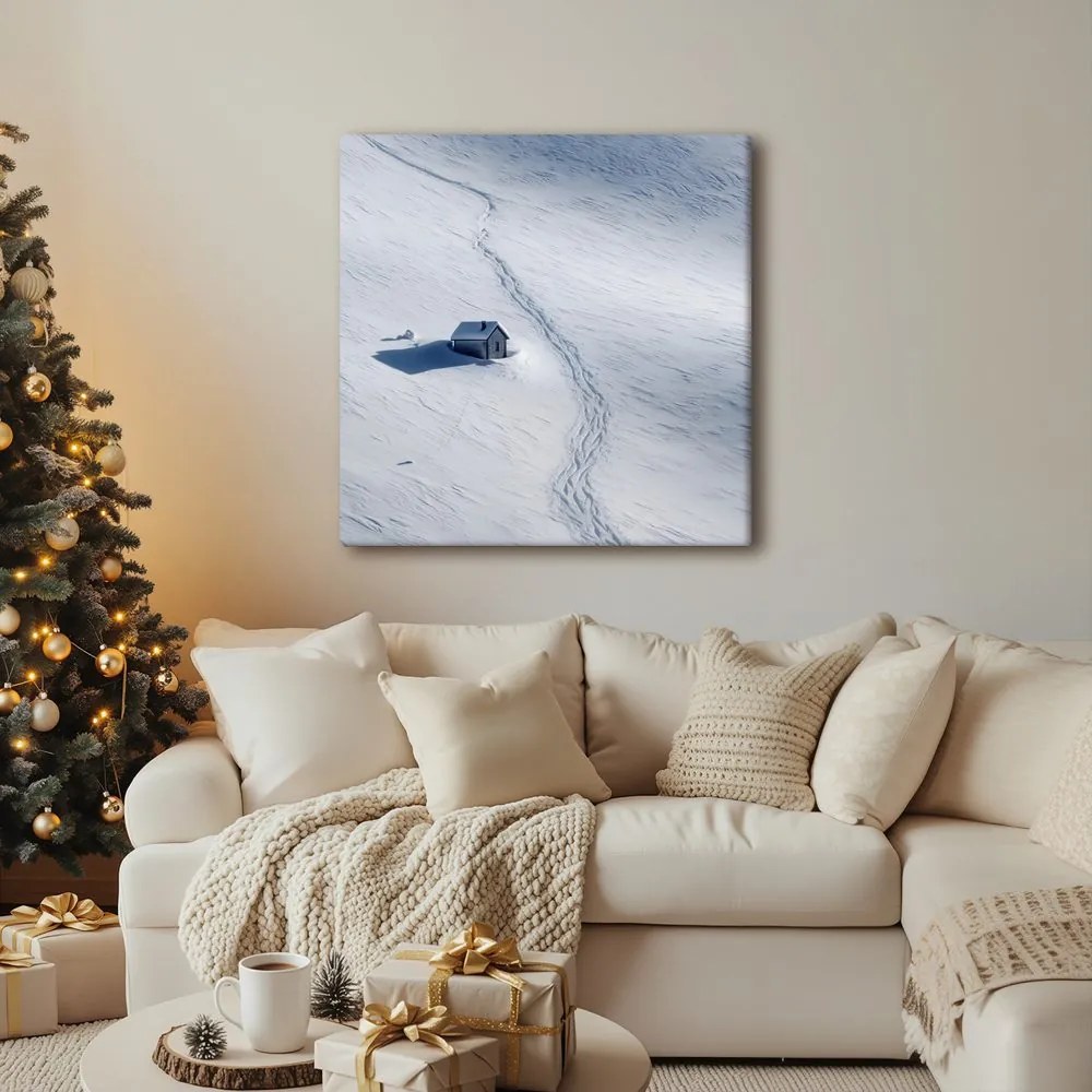Картина на платно – Самотна хижа през зимата