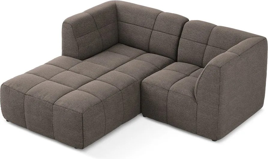 Кафяв ъглов диван от прежда с примки от букле (ляв ъгъл) Aloha – Makamii