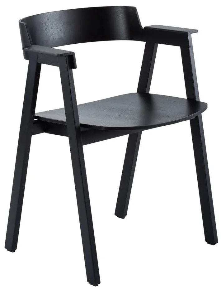 Черен трапезен стол с подлакътници от масивен дъб Flip – Gazzda