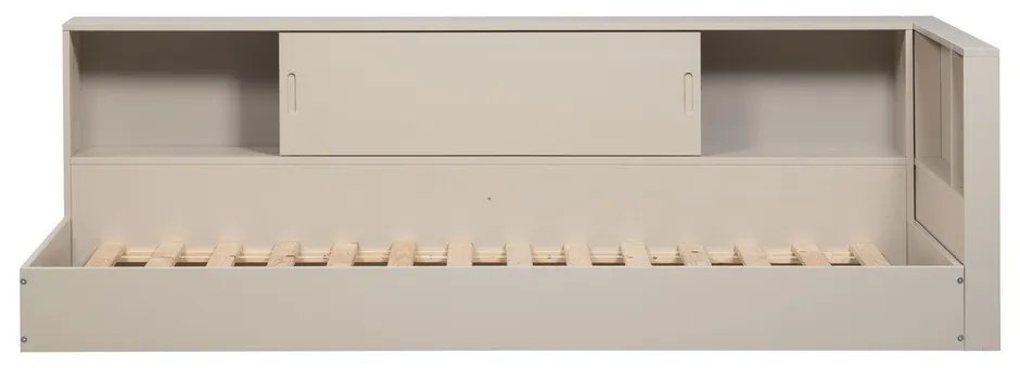 Сиво/бежово единично легло от масивен бор без ламелно дъно 90x200 cm Carter – WOOOD