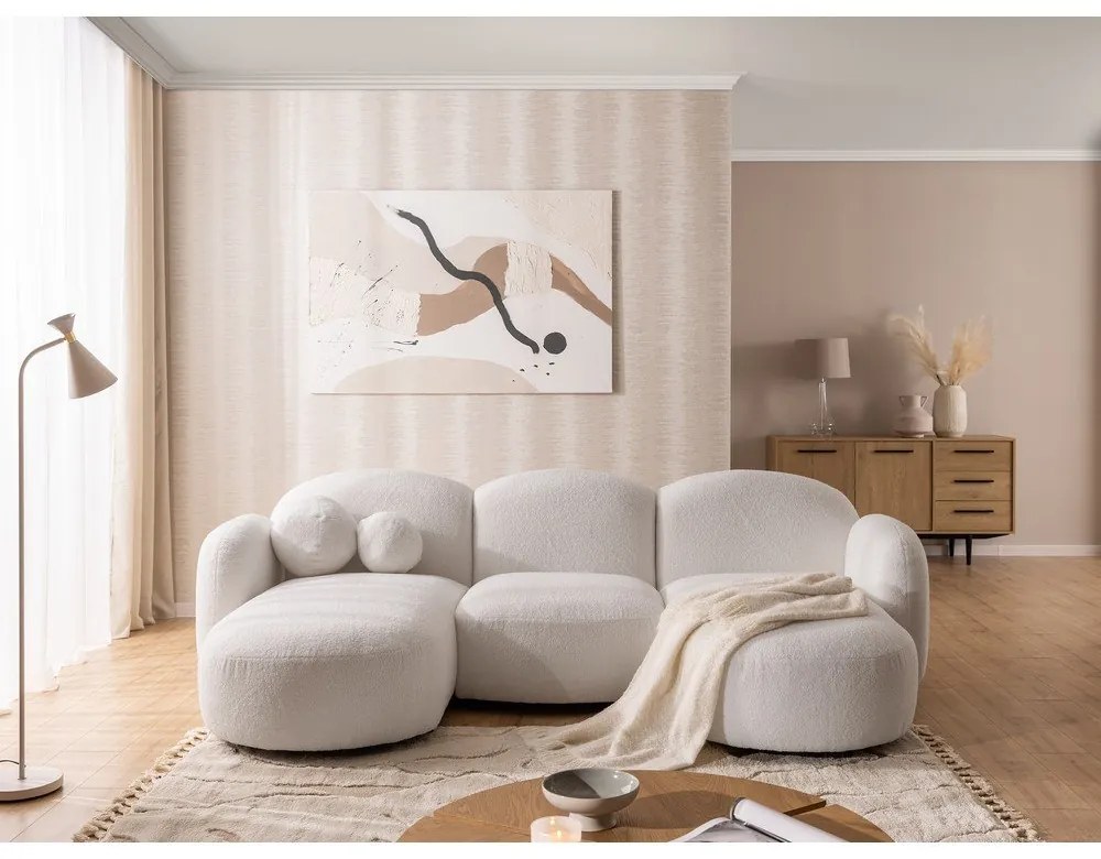 Кремав ъглов диван от букле (U форма) Orbit – Ropez