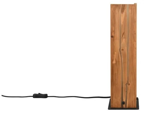 Черна и естествена настолна лампа с дървен абажур (височина 40 cm) Karuni – Trio