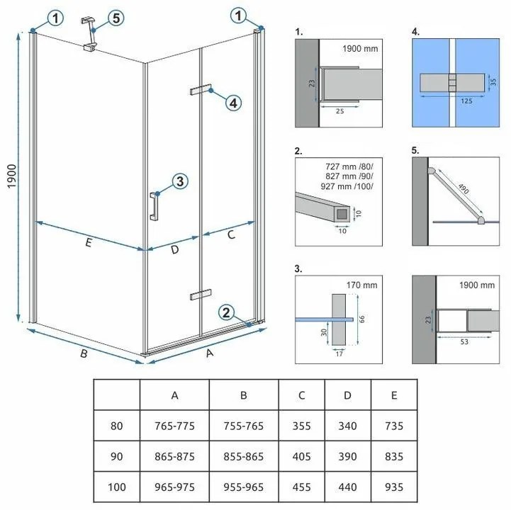 Душ кабина Rea Molier Chrom 90x80