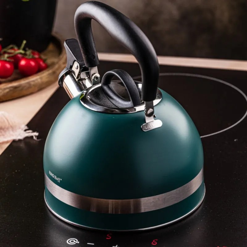 Свирещ чайник Kinghoff KH 1855, 1.8 л, Индукция, Топлоизолирана дръжка, Зелен