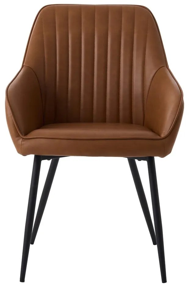 Кафяви тапицирани трапезни столове в комплект с подлакътници 2 бр. Nolan Stripe – Unique Furniture