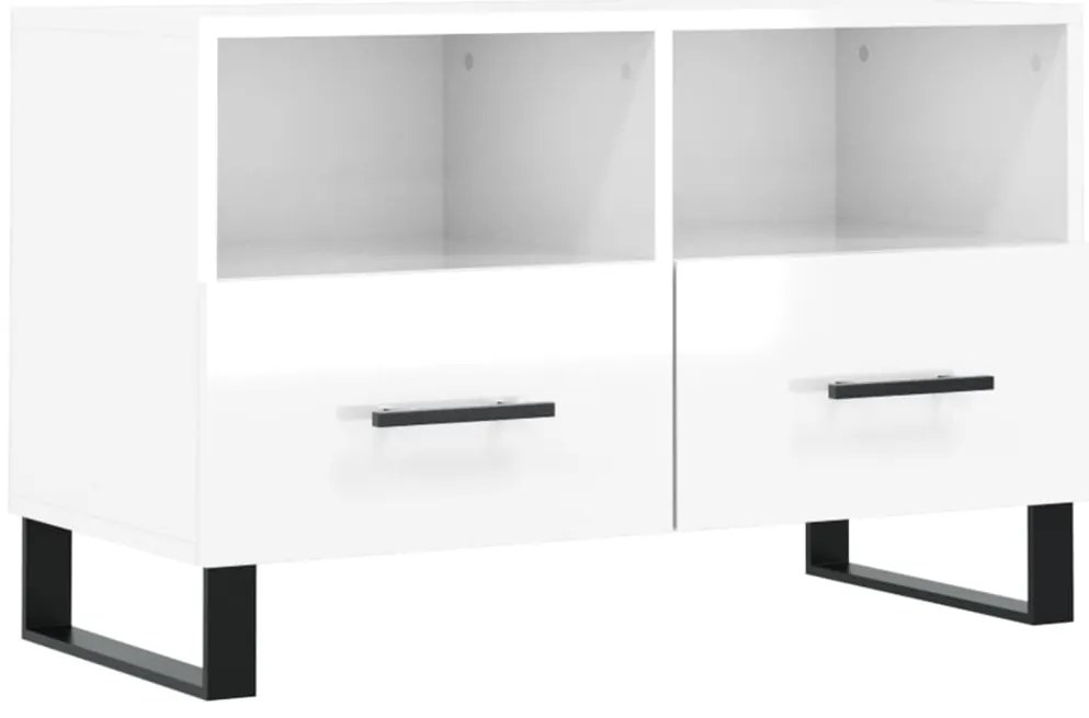 828998 vidaXL ТВ шкаф, бял гланц, 80x36x50 см, инженерно дърво