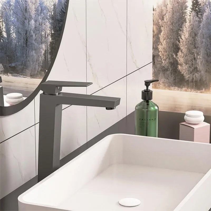 Стоящ смесител за умивалник ICF 1418191GG RIHANNA, месинг, сив, 27.8x21х41см