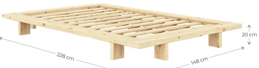 Кафяво единично легло от масивен бор с включена подматрачна рамка 120x200 cm Japan – Karup Design