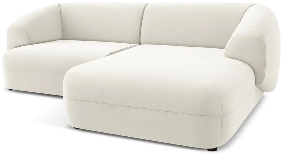 Бял кадифен ъглов диван (десен ъгъл) Moana – Makamii