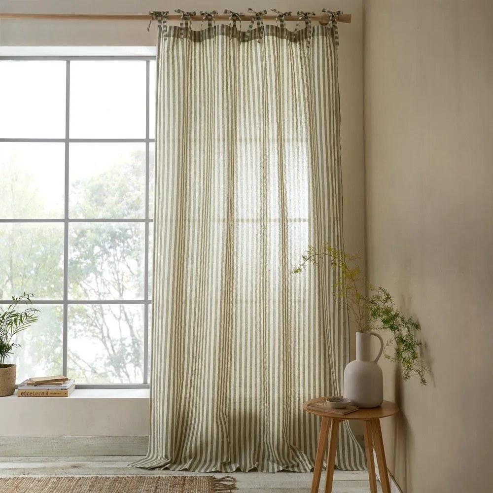 Зелено перде 140x183 cm Zanzibar Woven Stripe – Pineapple Elephant