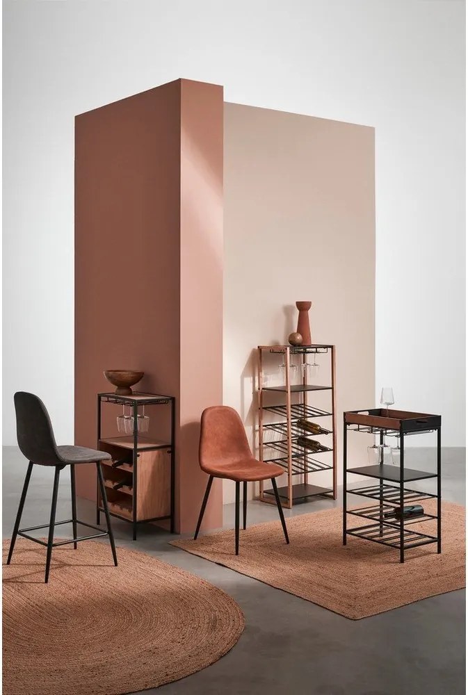 Черен/в естествен цвят метален шкаф за вино брой бутилки 20, 50x122x35 cm Isaac – Yes Everyday