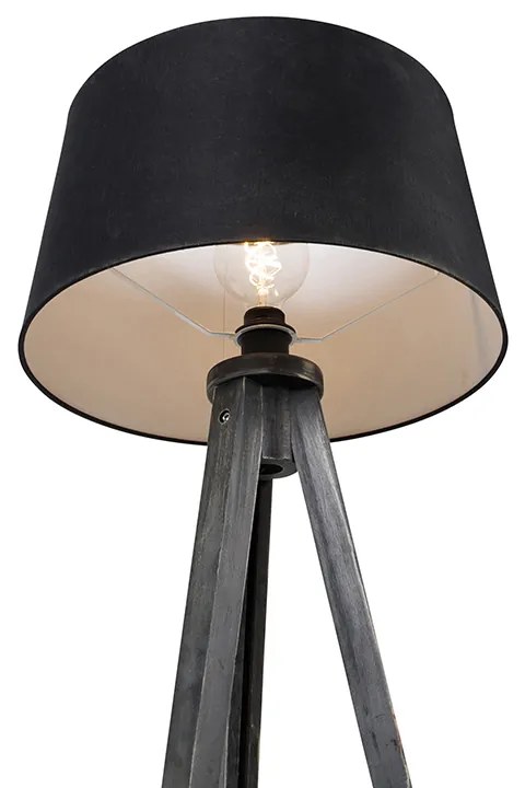 Трипод черен с платнен абажур черен 45 см - Tripod Classic