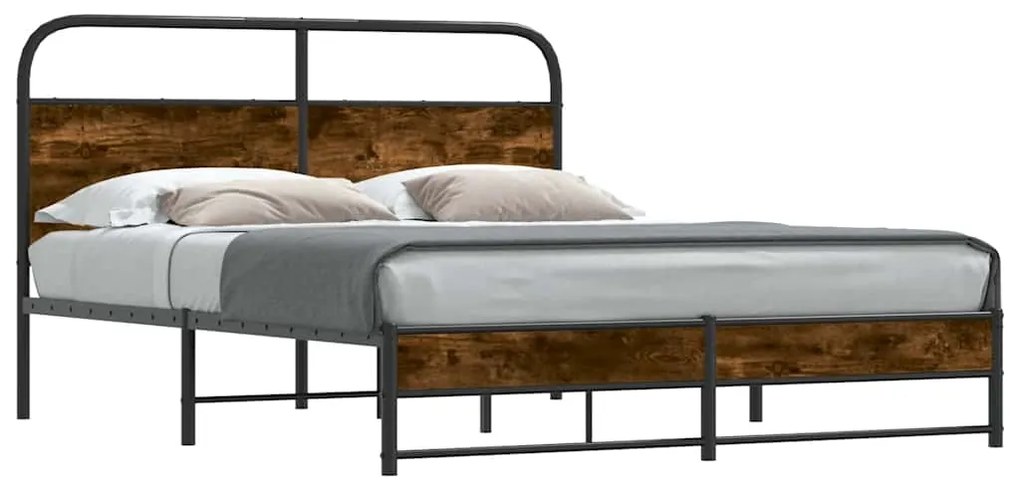 4100376 vidaXL Рамка за легло без матрак 150x200 см опушен дъб инженерно дърво