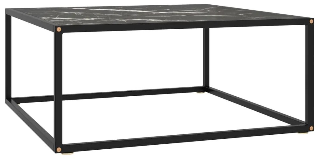 322878 vidaXL Кафе маса, черна, с черно мраморно стъкло, 80x80x35 см