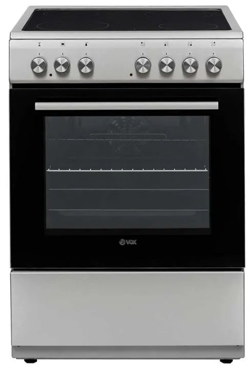 Готварска печка VOX CHT 6205 IX, 8600W, 69 л, Клас А, Витрокерамичен плот с 4 зони, 8 функции, До 250C, Инокс