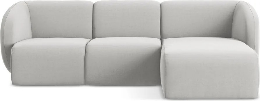 Светлосив кадифен ъглов диван (десен ъгъл) Lani – Makamii